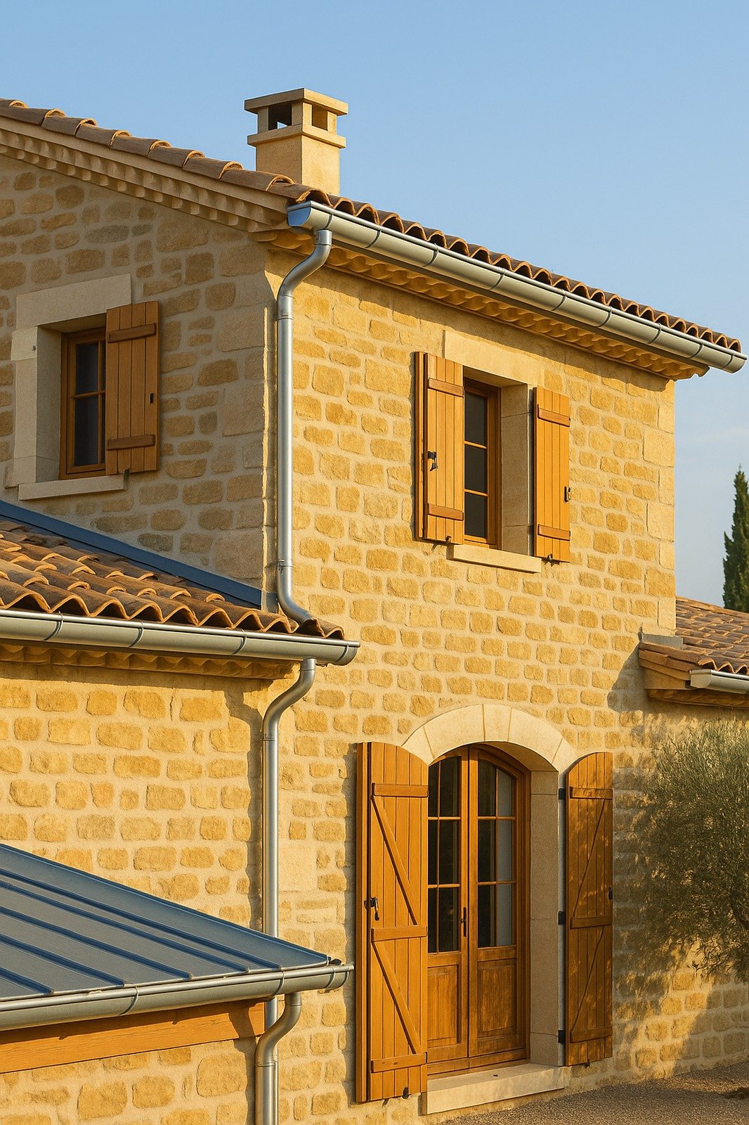 gouttières aluminium sur une maison en Provence – Gouttières Alu 84